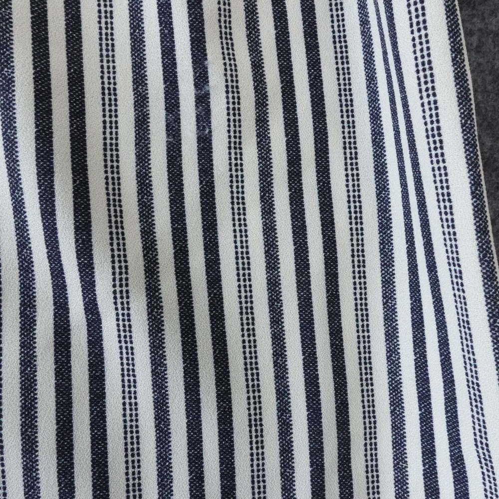 Monteau Los Angeles Striped Wide Leg Jumpsuit Navy White Wrap Front  Large - Picture 3 of 10